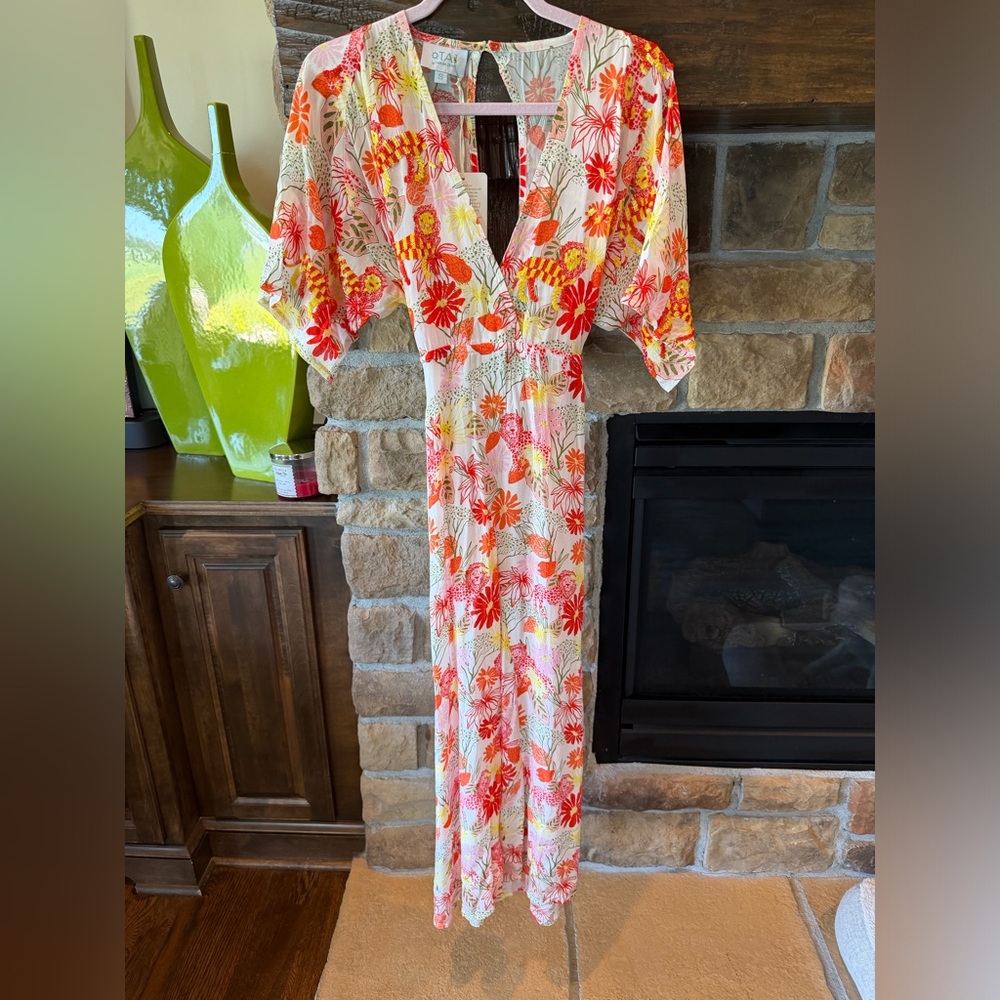 Taj by Sabrina Crippa Tropical Floral Sequin Lions Dress NWT